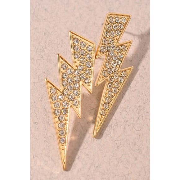 Electric Lightning Bolt Pave Earrings - Picture 1 of 4